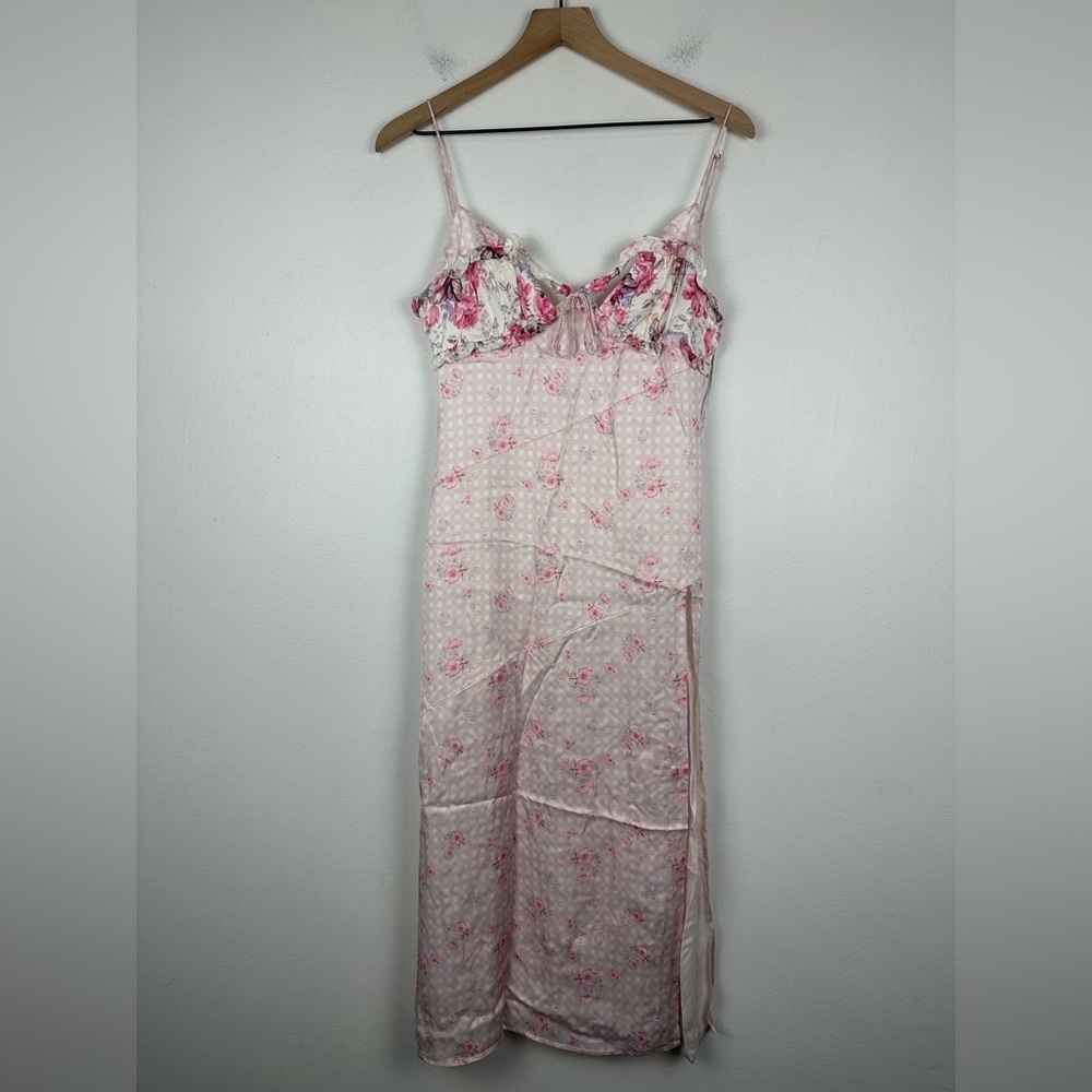 For Love and Lemons Taylor Floral Satin Coquette Girly Midi Dress Sz S - Picture 5 of 10